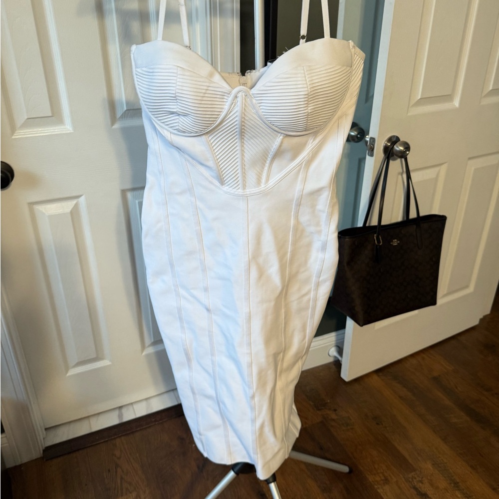 Fashion Nova Strapless Ivory Dress